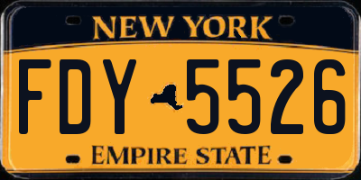 NY license plate FDY5526