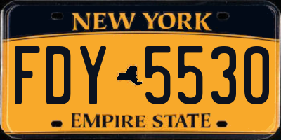 NY license plate FDY5530