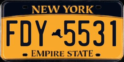 NY license plate FDY5531