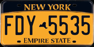 NY license plate FDY5535