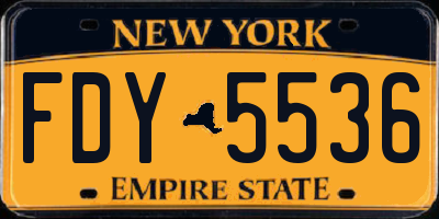 NY license plate FDY5536