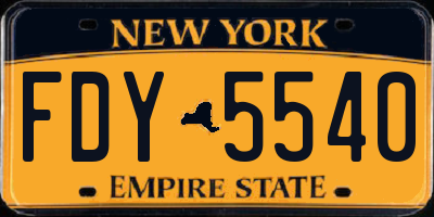 NY license plate FDY5540