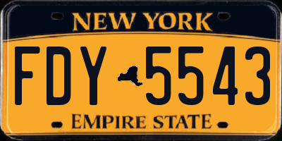 NY license plate FDY5543