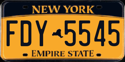 NY license plate FDY5545