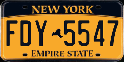 NY license plate FDY5547