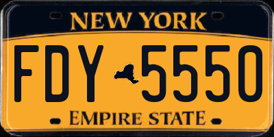 NY license plate FDY5550