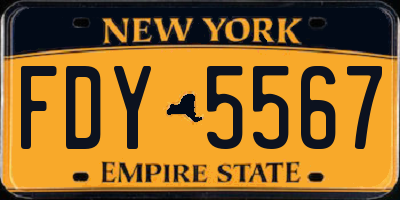 NY license plate FDY5567