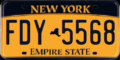 NY license plate FDY5568