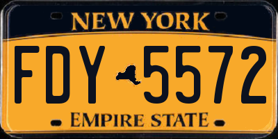 NY license plate FDY5572