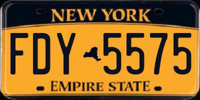 NY license plate FDY5575