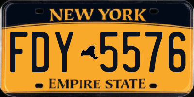 NY license plate FDY5576