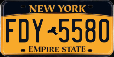 NY license plate FDY5580