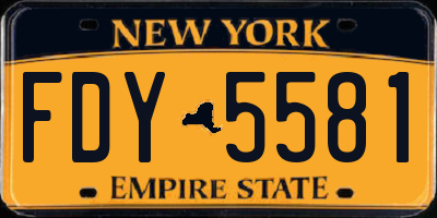 NY license plate FDY5581