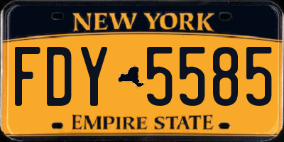 NY license plate FDY5585