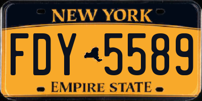 NY license plate FDY5589