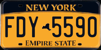 NY license plate FDY5590