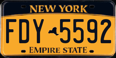 NY license plate FDY5592