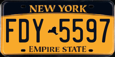 NY license plate FDY5597