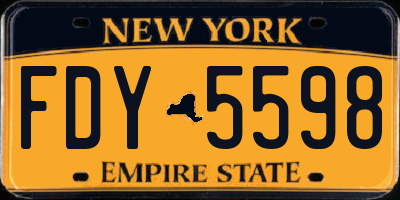 NY license plate FDY5598