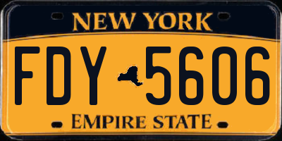 NY license plate FDY5606