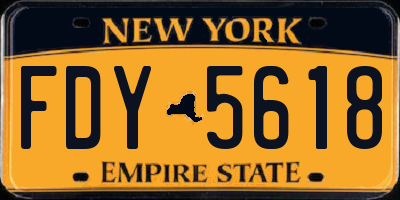 NY license plate FDY5618