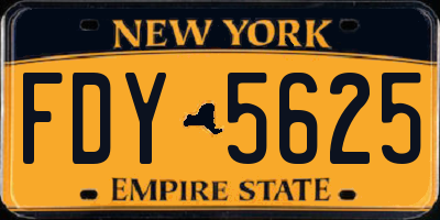 NY license plate FDY5625