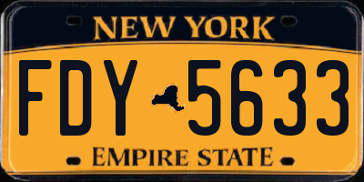 NY license plate FDY5633