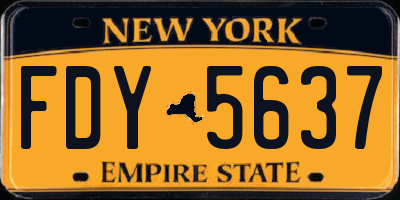NY license plate FDY5637