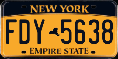 NY license plate FDY5638
