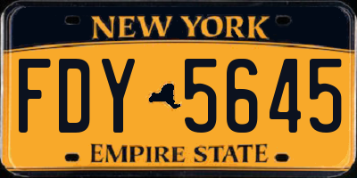 NY license plate FDY5645