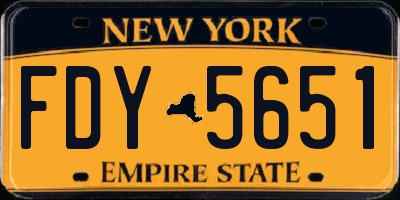 NY license plate FDY5651