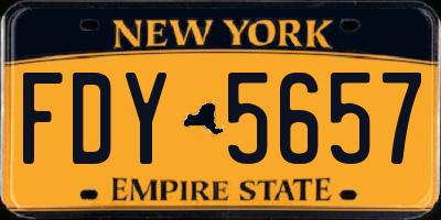NY license plate FDY5657