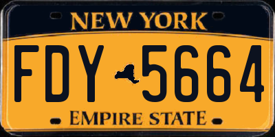 NY license plate FDY5664