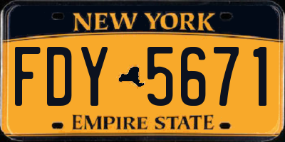 NY license plate FDY5671