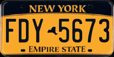 NY license plate FDY5673