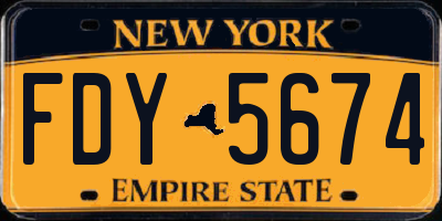 NY license plate FDY5674