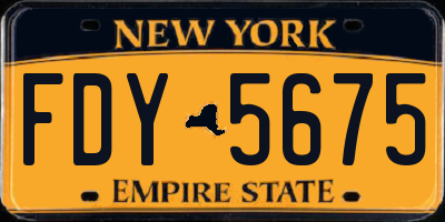 NY license plate FDY5675