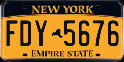 NY license plate FDY5676