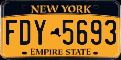 NY license plate FDY5693