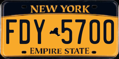 NY license plate FDY5700