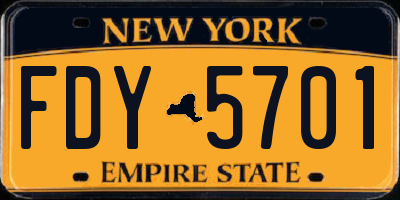 NY license plate FDY5701