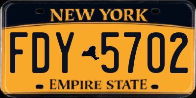 NY license plate FDY5702