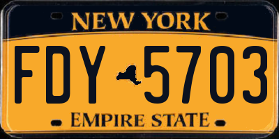 NY license plate FDY5703