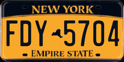NY license plate FDY5704