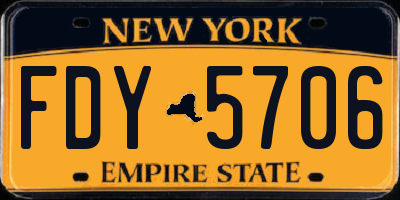 NY license plate FDY5706
