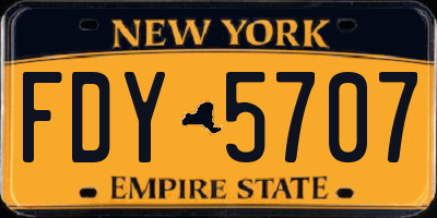 NY license plate FDY5707