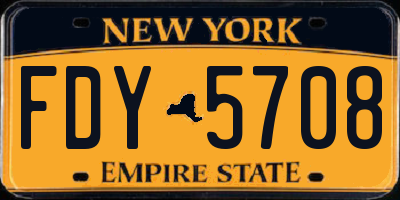 NY license plate FDY5708