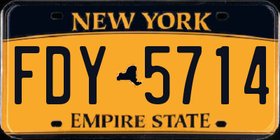 NY license plate FDY5714