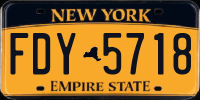 NY license plate FDY5718