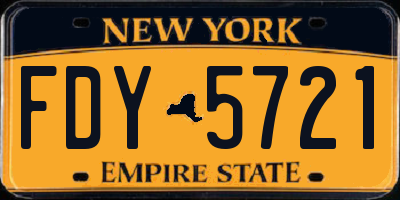 NY license plate FDY5721